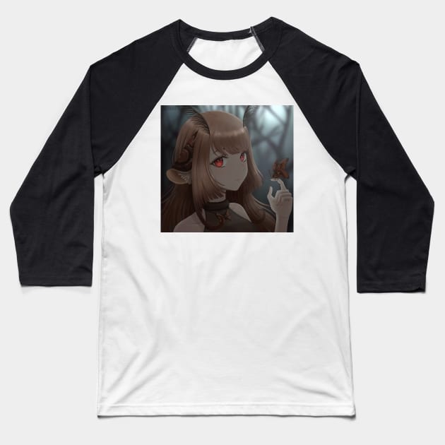 moth girl Baseball T-Shirt by SUONIKO